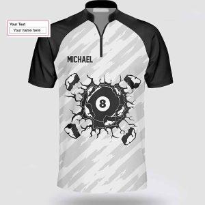 Personalized Smashing Billiard Black White Billiard Jerseys Shirt