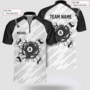 Personalized Smashing Billiard Black White Billiard Jerseys Shirt