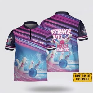 Personalized Strike Out Breast Cancer Bowling Jersey&hellip;