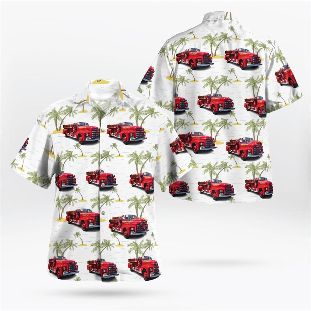 Piscataway, New Jersey, New Market Volunteer Fire Company #1 Engine 1 (1946) Hawaiian Shirt – Gifts For Firefighters In Piscataway, NJ