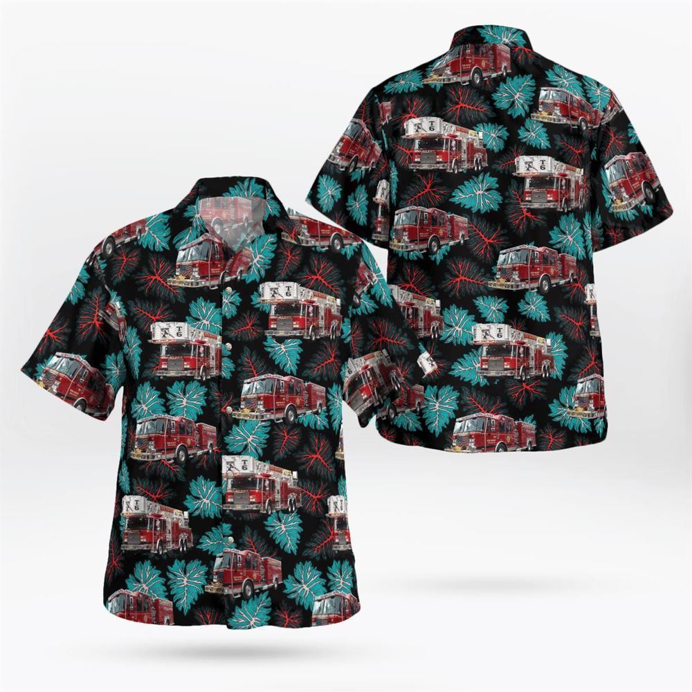 Piscataway, New Jersey, New Market Volunteer Fire Company #1 Hawaiian Shirt – Gifts For Firefighters In Piscataway, NJ