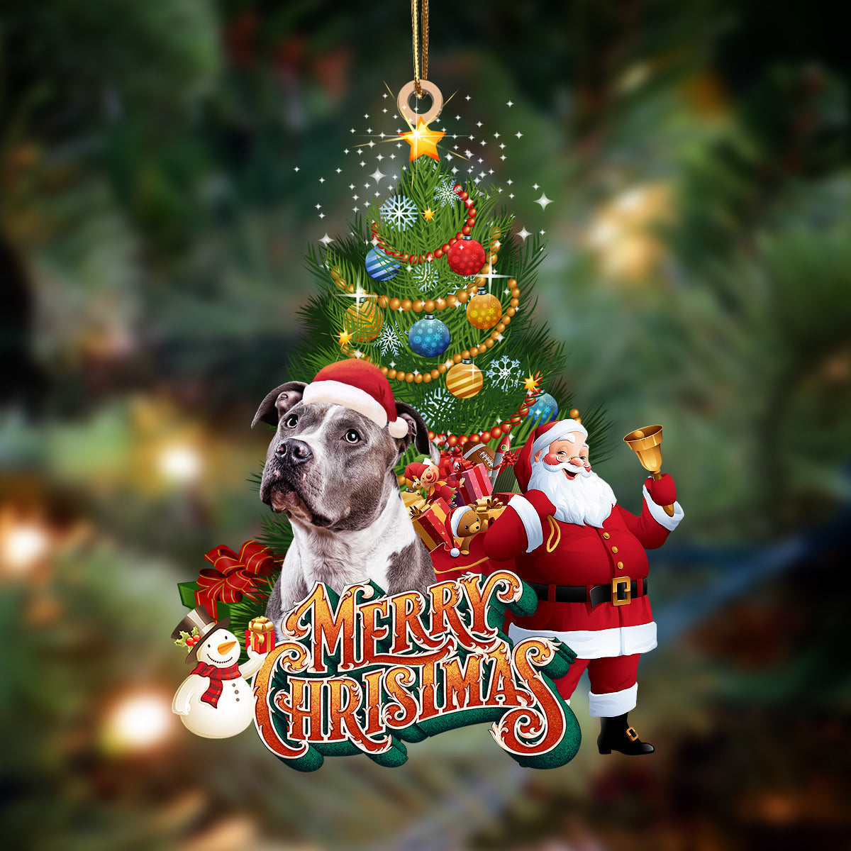 Pitbull Christmas Tree&Dog Hanging Christmas Plastic Hanging Ornament Gifts For Dog Lovers