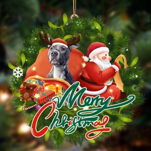 Pitbull Dog-Santa & Dog Hanging Christmas Plastic&hellip;