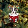 Pitbulll In Snow Pocket Christmas Ornament – Christmas Gift For Friends – Flat Acrylic Dog Ornament