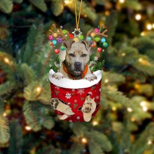 Pitbulll In Snow Pocket Christmas Ornament –&hellip;