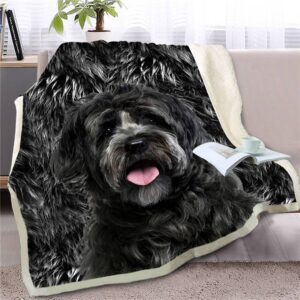 Portuguese Water Dog Face Fleece Throw Blanket&hellip;