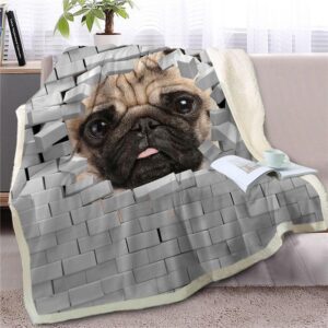 Pug Break The Wall Face Fleece Throw&hellip;