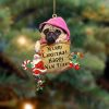 Pug Christmas Dog Friends Hanging Christmas Plastic Hanging Ornament – Christmas Decor