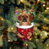 Puggle In Snow Pocket Christmas Ornament – Ornaments Hanging Gift – Flat Acrylic Dog Ornament