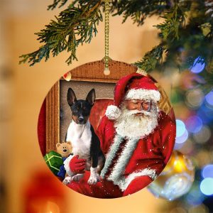 Rat Terrier With Santa Christmas Christmas Plastic&hellip;
