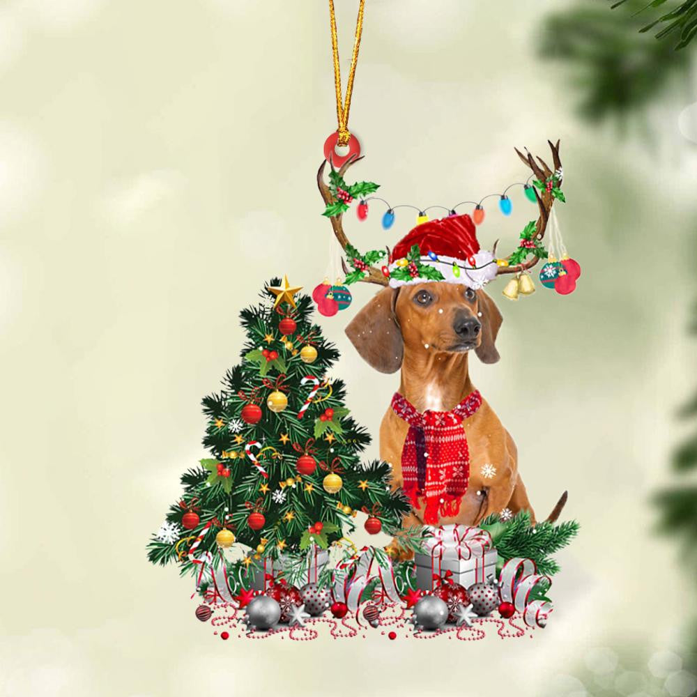 Red Dachshund-Christmas Tree Gift Hanging Christmas Plastic Hanging Ornament Dog Memorial Gift