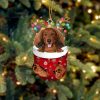 Red Cockapoo In Snow Pocket Christmas Ornament Flat  Dog Ornament,Christmas Shape Ornament, Happy Christmas Ornament