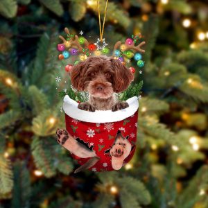 Red Schnoodle In Snow Pocket Christmas Ornament&hellip;