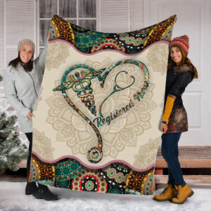 Registered Nurse Vintage Mandala Fleece Throw Blanket&hellip;