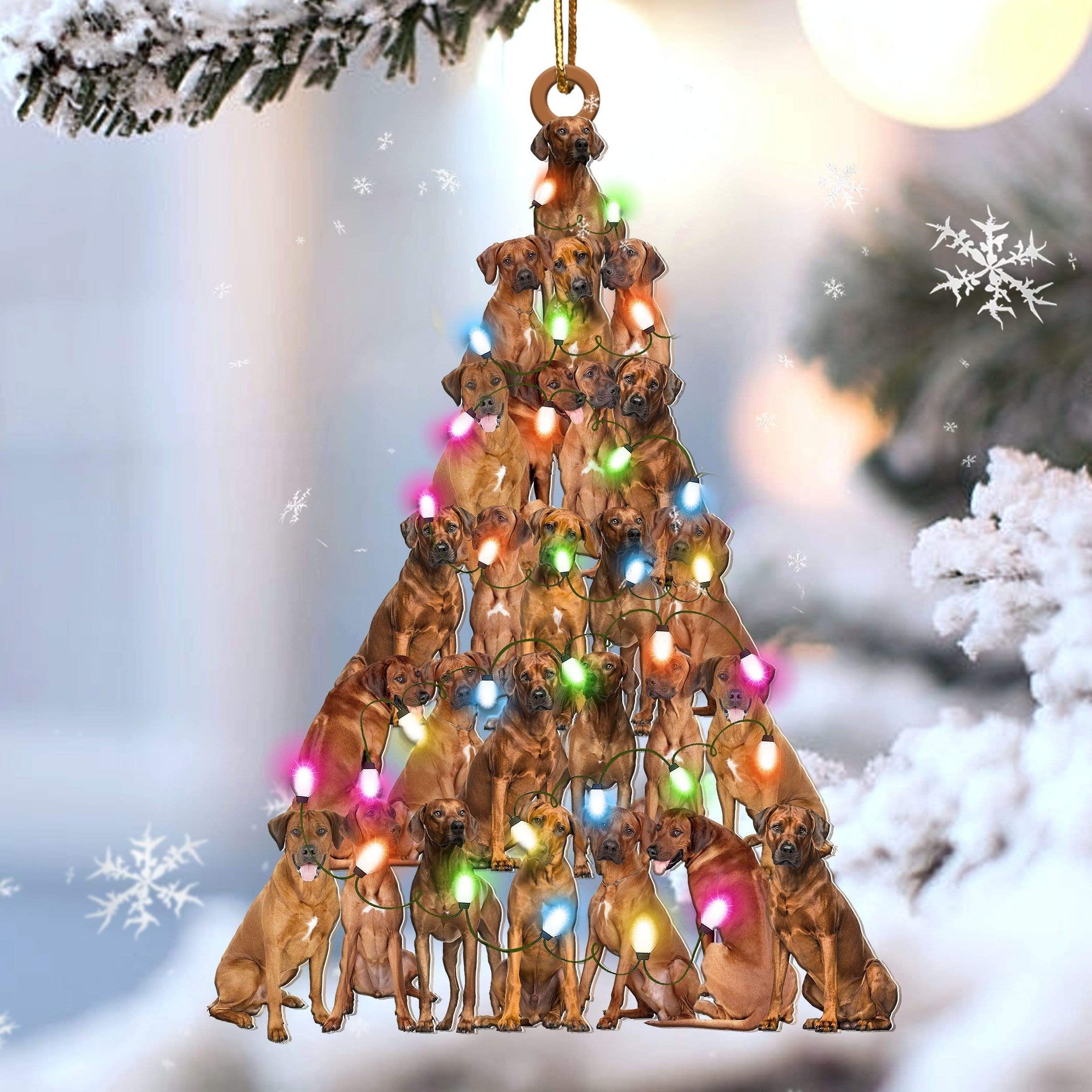 Rhodesian Ridgeback Lovely Tree Gift For Rhodesian Ridgeback Lover Gift For Dog Mom Christmas Plastic Hanging Ornament