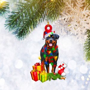 Rottweiler Christmas Reindeer Flat 2d Ornament, Dog&hellip;