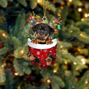 Rottweiler In Snow Pocket Christmas Ornament –&hellip;