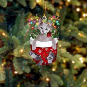 Russian Blue Cat In Snow Pocket Christmas&hellip;