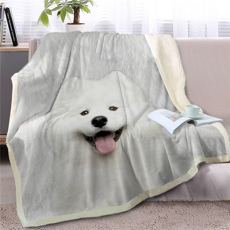 Samoyed Face  Fleece Throw Blanket – Pendleton Sherpa Fleece Blanket – Gifts For Dog Lover