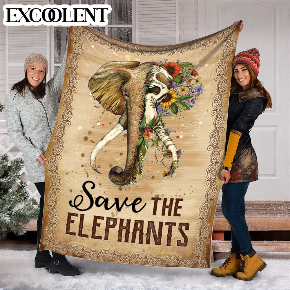 Save The Elephants Fleece Throw Blanket – Soft And Cozy Blanket – Best Weighted Blanket For Adults