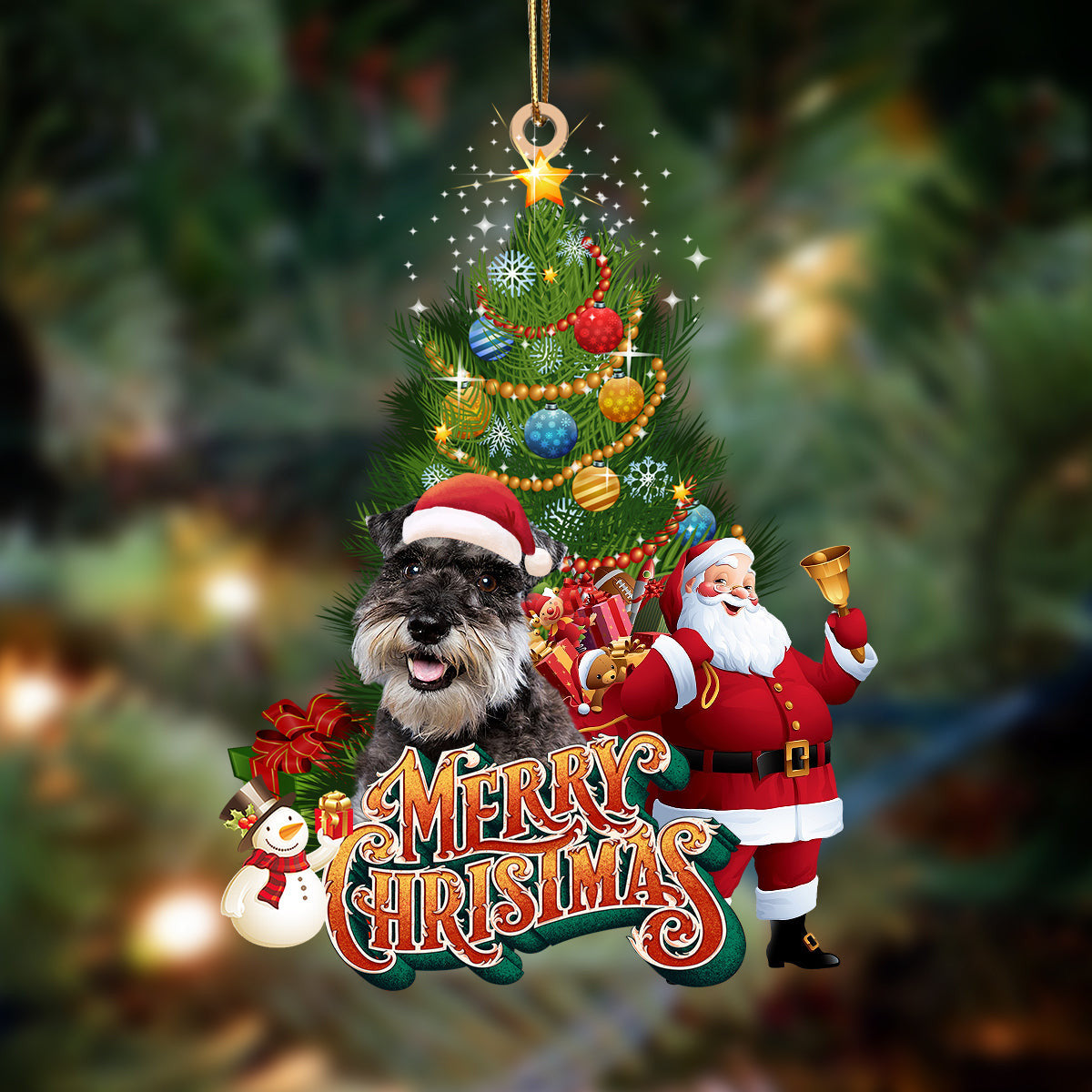 Schnauzer-Christmas Tree&Dog Hanging Christmas Plastic Hanging Ornament Xmas Decoration