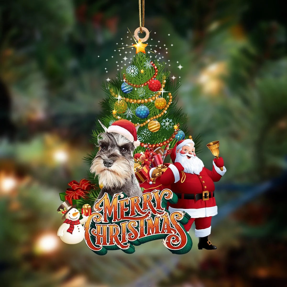 Schnauzer Christmas Tree&Dog Hanging Christmas Plastic Hanging Ornament – 2022 Christmas Ornament