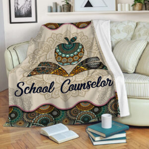 School Counselor Vintage Mandala Fleece Throw Blanket&hellip;