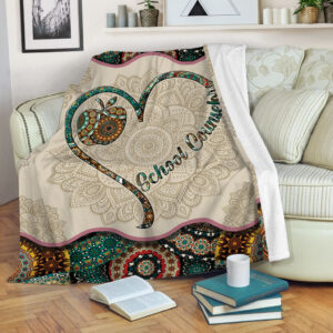 School Counselor Vintage Mandala Heart Fleece Throw&hellip;