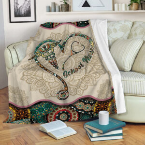 School Nurse Vintage Mandala Fleece Throw Blanket&hellip;