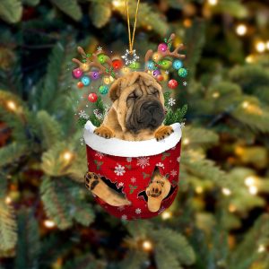 Shar Pei In Snow Pocket Christmas Ornament&hellip;