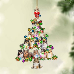 Shetland Sheepdog-Christmas Tree Lights-Two Sided Christmas Plastic&hellip;