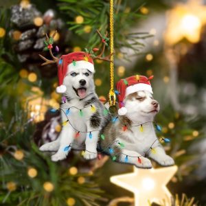 Siberian Husky Christmas Shape Christmas Plastic Hanging&hellip;