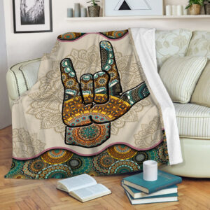 Sign Language Vintage Mandala Fleece Throw Blanket&hellip;