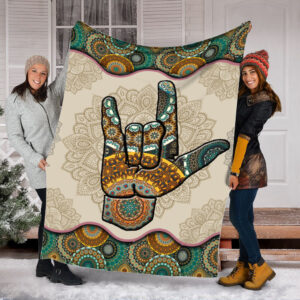 Sign Language Vintage Mandala Fleece Throw Blanket&hellip;