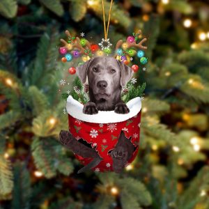 Silver Labrador In Snow Pocket Christmas Ornament - Flat Acrylic Dog Ornament