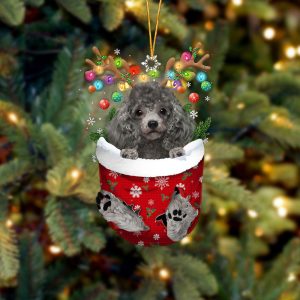 Silver Miniature Poodle In Snow Pocket Christmas&hellip;