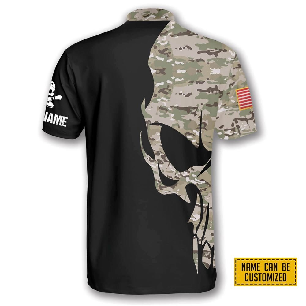 Skull Camouflage Bowling Personalized Names And Team Jersey Shirt – Gift For Bowling Enthusiasts