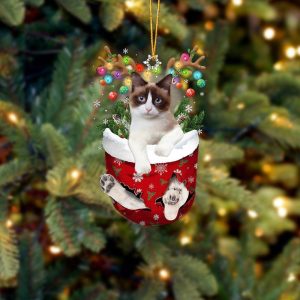 Snowshoe Cat In Snow Pocket Christmas Ornament&hellip;