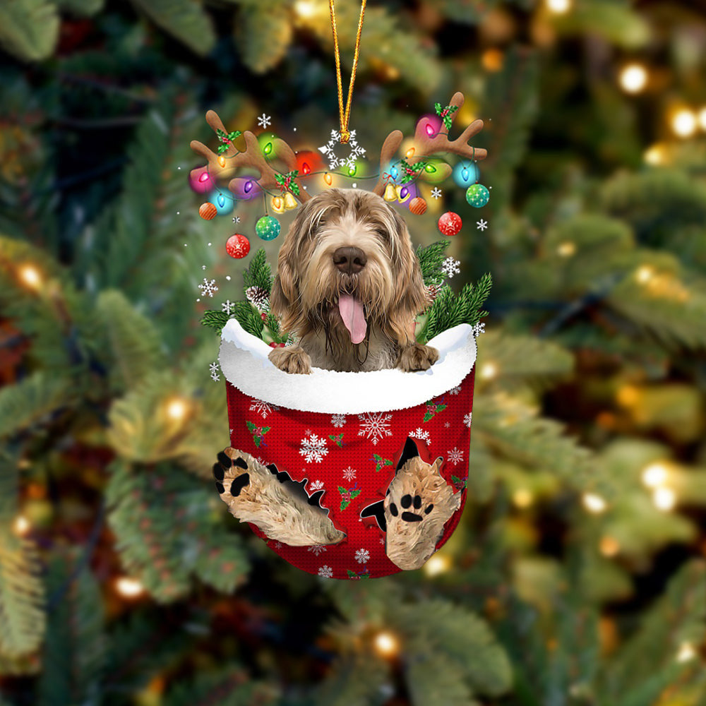 Spinone Italiano In Snow Pocket Christmas Ornament – Flat Acrylic Dog Ornament – Gifts For Dog Lovers