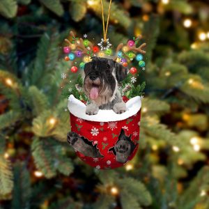 Standard Schnauzer In Snow Pocket Christmas Ornament&hellip;