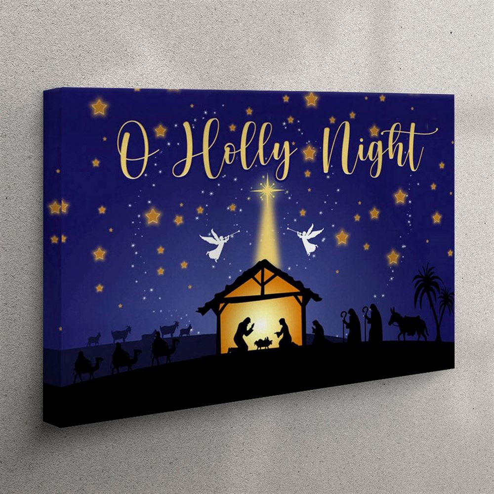 Starry Night Christmas – O Holy Night Canvas Wall Art – Christian Wall Art Canvas