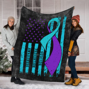 Suicide Prevention American Usa Flag Black Fleece&hellip;