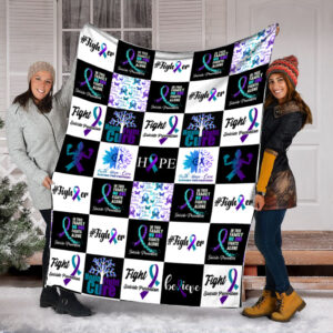 Suicide Prevention Pattern Caro Fleece Throw Blanket&hellip;