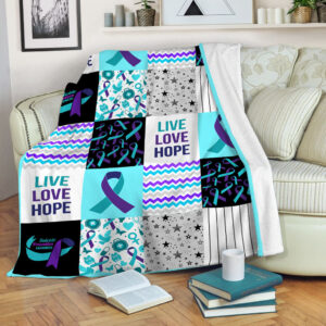 Suicide Prevention Shape Pattern Fleece Throw Blanket&hellip;
