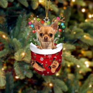 Tan Chihuahua In Snow Pocket Christmas Ornament&hellip;
