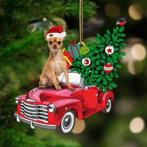 Tan Chihuahua Pine Truck Hanging Christmas Plastic&hellip;