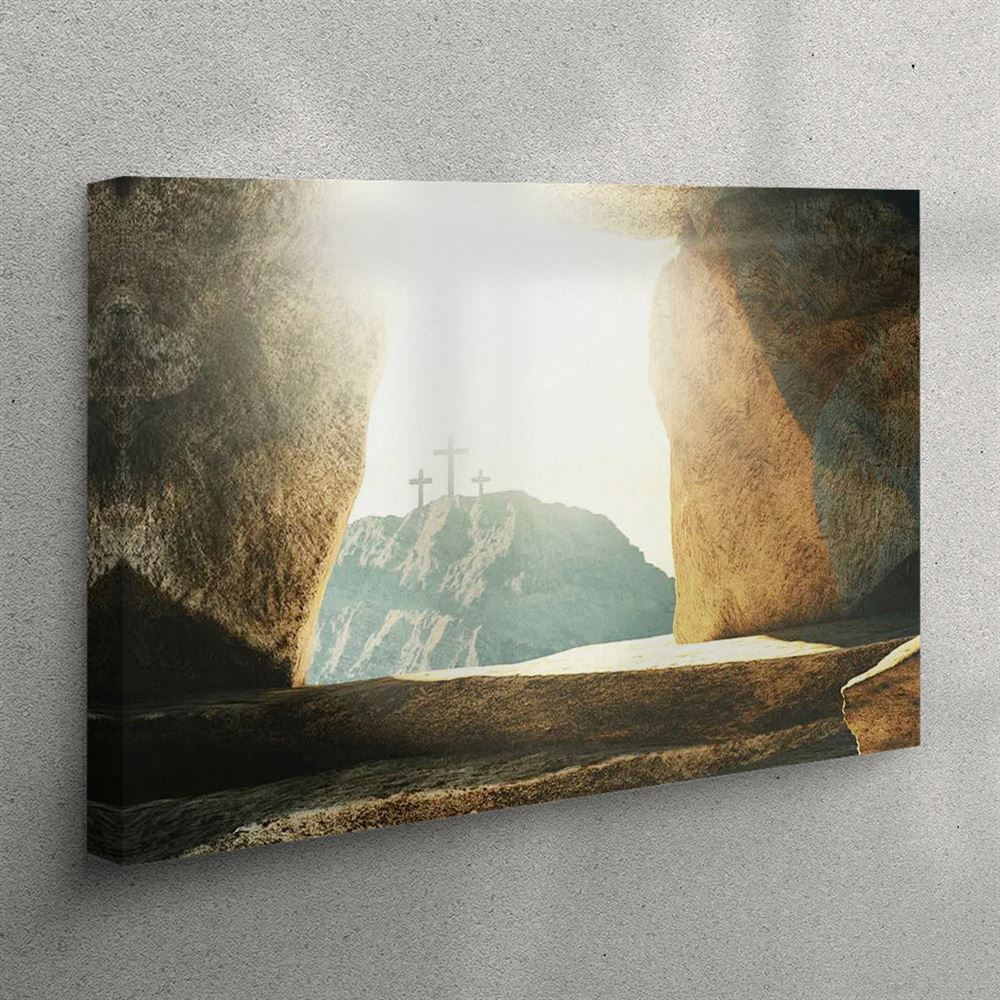 The Empty Tomb Cross Canvas Art – Christian Wall Art Decor – Easter Wall Art