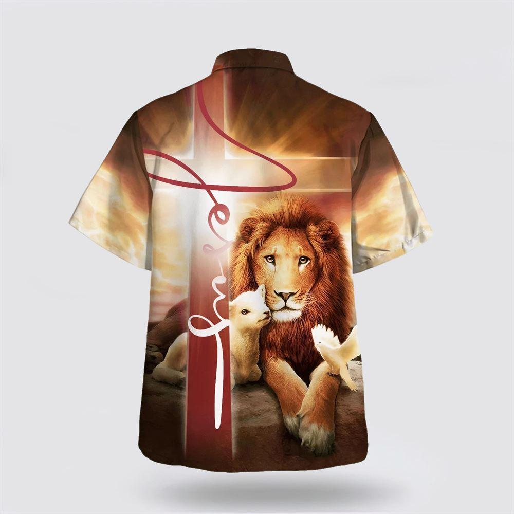 The King Lion Lamb And Dove Hawaiian Shirts For Men – Gifts For Christian Families