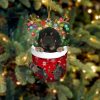 Tibetan Spaniel In Snow Pocket Christmas Ornament – Flat Acrylic Dog Ornament – Gifts For Dog Lovers