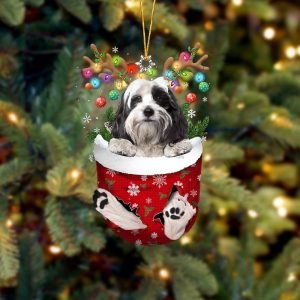 Tibetan Terrier In Snow Pocket Christmas Ornament&hellip;